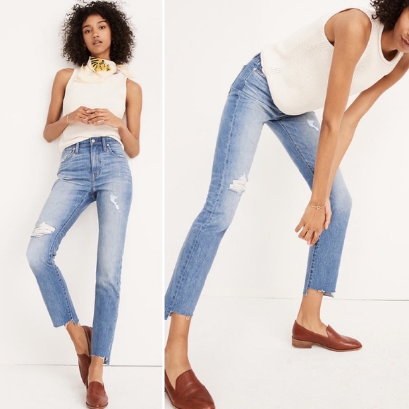 Madewell High Rise Slim Boyjean Lita Wash Step Hem